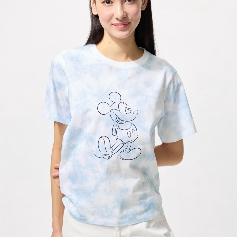 UNIQLO - NWT - White Light Blue Tie-Dye Mickey Mouse Tee
